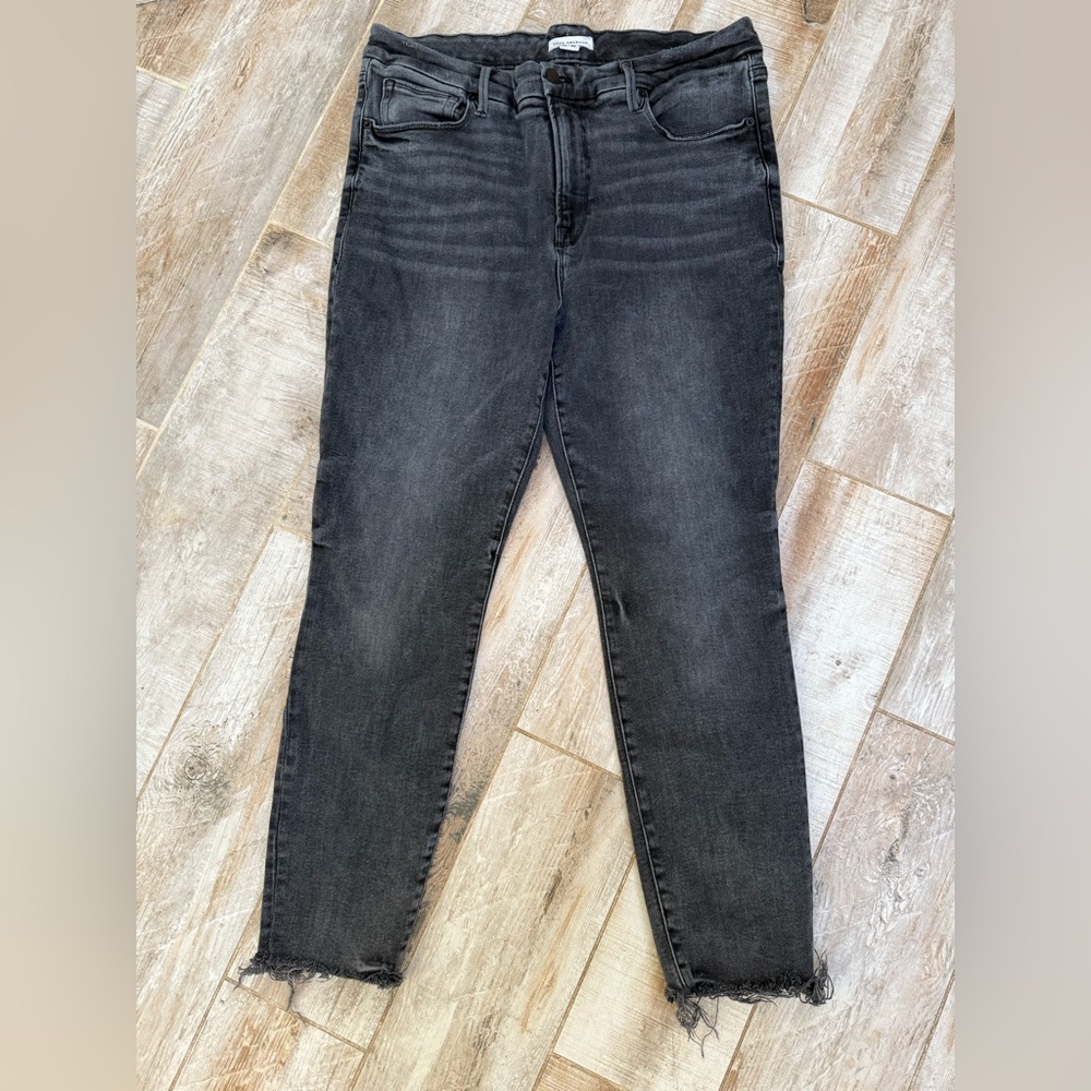Good American Distressed Black Denim Jeans 14/32
